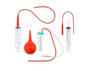 Yoogeer Extracteur de mucus stérile pour nouveau-né, chiot, chaton, petit animal, kit d'alimentation avec 2 tubes d'alimentation rouges 8 FR + 2 seringues de 20 ml + aspirateur à bulbes