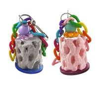 Yoogeer Lot de 2 pierres à mâcher en calcium pour perroquet, perruche, calopsitte, chinchilla, lapin, gerbille, souris, hamster