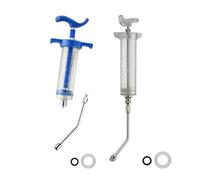 Yoogeer Lot de 2 seringues avec 2 buses de rinçage réglables et réutilisables pour chèvre, cheval, mouton, chien, cochon, chat (30 ml + 50 ml)