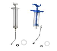 Yoogeer Lot de 2 seringues avec 2 buses de rinçage réglables et réutilisables pour chèvre, cheval, mouton, chien, cochon, chat (50 ml + 100 ml)