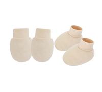 Yooghuge 1 ensemble de mitaines et chaussettes de pied pour nouveau-nés - Couleur unie - Élastique - Ne raye pas - Pour douche prématurée - Pour bébé neutre, abricot, Taille unique