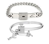 Yooghuge Bracelets pour femme, bracelet puzzle en forme de cœur pour femme, bracelet pour couple avec pendentif clé, serrure, bracelet pour amant, ensemble de bijoux cadeaux pour lui et elle