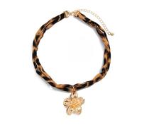 Yooghuge Collier avec pendentif en alliage de tissu doux et imprimé léopard - Longueur réglable - Convient pour les fêtes ou le bureau, taille unique, Comme décrit, Comme décrit.