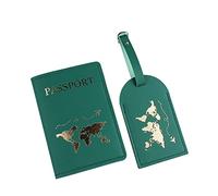 Yooghuge Étui de passeport en cuir synthétique pour femme et homme, voyage, amoureux de la mode, couple, mariage, cadeau pour passeport, femme, Vert, 2 piece set, Beauté de masse