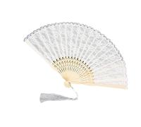Yooghuge Éventail à main élégant en dentelle vintage pliable en tissu pour anniversaire, mariage, décoration d'intérieur, chinois, espagnol, cadeau pliable