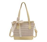 Yooghuge Joli sac à bandoulière pour femme - Sac de plage en paille - Sac à main tendance - Grande capacité - Seau en paille - Joli sac à bandoulière pour la plage pour tous les jours, jaune, One Size