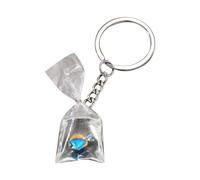Yooghuge Porte-clés créatif en résine pour sac à eau avec breloque en forme de poisson en résine élégante avec sac à eau transparent, décoration chic à suspendre, Poisson jaune et bleu, taille unique