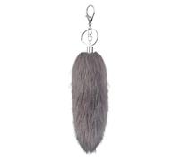 Yooghuge Porte-clés en peluche douce de 16 cm de long avec queue d'animal - Accessoire de sac à main - Accessoire de téléphone élégant - Pendentif léger en fausse fourrure - Mousqueton, gris foncé