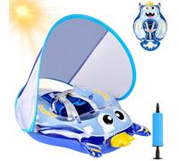 YOOHBERRYS Bouee Bebe, Bouee Bebe avec Pare Soleil, Bouee Bebe Piscine, Bouee Bebe Parasol, Flotteur de Natation Gonflable pour Bébé avec Support Inférieur pour bébé de 3 à 36 Mois (Bleu)