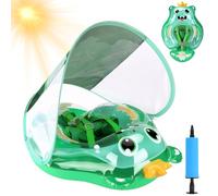 YOOHBERRYS Bouee Bebe, Bouee Bebe avec Pare Soleil, Bouee Bebe Piscine, Bouee Bebe Parasol, Flotteur de Natation Gonflable pour Bébé avec Support Inférieur pour bébé de 3 à 36 Mois (Vert)