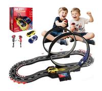 YOOHBERRYS Circuit Voiture Electrique, Circuit Voiture Enfant Piste de Course Voiture avec 2 Voiture, Télécommandes, Compteur Automatique, Boucle à 360°, Jouets Cadeaux pour Enfant 3 4 5 6 7 8 Ans