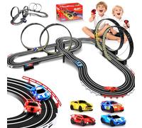 YOOHBERRYS Circuit Voiture Electrique Enfants, 1:64 Circuit Voiture Enfants avec 4 LED Voitures Compteur de Tours, 360° Boucle, Piste Voiture Jouets Cadeau pour Garçons Filles 6 7 8 9 (821CM)
