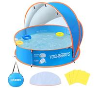 YOOHBERRYS Piscine Bebe avec Pare Soleil 4 en 1, Tente Anti UV Bébé FPS 50+, Tente de Plage Bebe avec Moustiquaire, Pop-Up Piscine de Plage, Petite Piscine Bebe pour Pique-Nique, Jardin