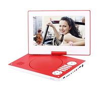 YOOHOO Lecteur DVD Portable avec télécommande 10,5" écran Rotatif à 270° avec Batterie Rechargeable 7 Heures et Adaptateur AC Rouge
