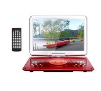 YOOHOO Lecteurs DVD Portables 16,9" avec Grand écran LCD pivotant de 14,1" Lecteurs DVD de Voyage pour Enfants Adaptateur de Voiture Rechargeable Prise en Charge de la Carte, télécommande, Rouge