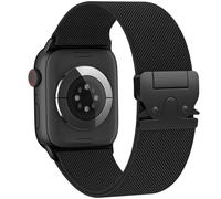 Yoohoo Nylon Bracelets Compatible avec Bracelet Apple Watch 44mm 45mm 46mm 42mm 49mm Ultra/Ultra 2, Améliorée Réglable Nylon élastique Sport pour iWatch Series 10 9 8 7 6 5 4 3 2 1 SE Noir Officiel