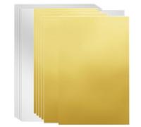 YOOHOOL Lot de 12 feuilles de papier autocollant imprimable A4 métallisé doré et argenté pour imprimante à jet d'encre ou laser