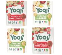 Yooji - Duo Purée lisse pomme & pomme fraise bio - 12 desserts bébé sans sucre ajouté dès 4 mois - Lot 4x300g