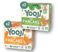 Yooji - Lot x4 Pancakes Petit pois Carotte bio pour repas bébé dès 8 mois - Introduction purée morceaux, Alimentation autonome et DME - 12 repas