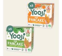 Yooji - Lot x6 Pancakes Petit pois Carotte bio pour repas bébé dès 8 mois - Introduction purée morceaux, Alimentation autonome et DME - 18 repas