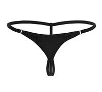 YOOJIA Bas de Maillot de Bain Femme String Ficelle Transparent Ouvert Thong Tanga sous-vêtement Erotique Mini Slips Caleçon Bas Lingerie de Nuit Taille Basse Noir One_Size