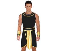 YOOJIA Déguisement Grec Homme Adulte Costume Grèce Antique Rome Toge Grecque Dieu Costume Cosplay Halloween Carnaval Fête Jeu De Role Noir M