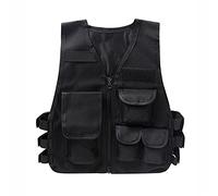 YOOJIA Enfant Garçon Gilet Débardeur Camouflage Gilet Camouflage Militaire Mode Sweat T-Shirt Pulls Gilet Tactique Combat Veste avec Multi-Poches Costume Soldat Noir 7 Ans