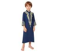 YOOJIA Enfants Abayas D'Orient Moyen De Dubaï Déguisement Cosplay Pour Filles Thobe Musulman Thobe Large Pour Les Garçons. Halloween Bleu marine 5-6 ans