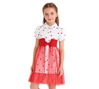 YOOJIA Enfants De Soirée Fille Ado Robe Douce Robe Mignonne Filles avec Col Rabattu Mariage Ceremonie Enfant Mariage Princesse Photographie Rouge 6-7 Ans