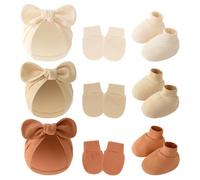 YOOJIA Ensemble Couleurs D'épeage Nouveau-né Côtelé Chapeau Gants 3 Costumes Bébé Garçon Ensemble Bébé Fille Couleur Unie Tenue Mignons 0-6 Mois Beige Kaki Rouge Brique Taille unique