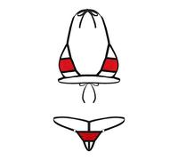 YOOJIA Femme Micro Bikini Sexy Maillots de Bain Femme Halter Mini Bikini Lycra Sling Shot G-String Femme 2 Pièces Maillot Sexy Thong Micro Mini Bikini Plage Piscine Natation Rouge Taille Unique