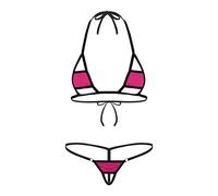 YOOJIA Femme Micro Bikini Sexy Maillots de Bain Femme Halter Mini Bikini Lycra Sling Shot G-String Femme 2 Pièces Maillot Sexy Thong Micro Mini Bikini Plage Piscine Natation Rose Rouge Taille Unique