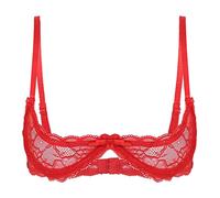 YOOJIA Femme Soutien-Gorge Seins Nus Sexy Femme Lingerie Ouverte Dentelle Redresse-Seins Sexy Brassière Dentelle Lingerie Bralette Dos Nu Nuisette Clubwear Rouge A XL