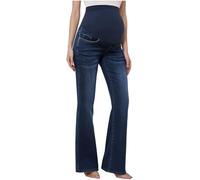 YOOJIA Grossesse Jeans Maternité en Coupe Botte Pantalons Maternité Flare Jeans Travail De Bureau Sortir Faire des Courses Taille Plus Bleu foncé XL