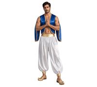 YOOJIA Homme Costume Prince Arabe 2 Pcs Arbre De Gamin De La Rue Ensemble | Rave Outfits,Ensemble Gilet Court Pantalons Dhoti,Costumes De Conte De Fées,Festival De Musique,Boîte De Nuit,Performance