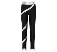 YOOJIA Leggings Sport Enfant Fille Gymnastique Pantalon de Patinage Artistique Minceur Legging de Danse Running Gymnastique Crayon Pantalon Stretch Sportwear Argenté B 7-8 Ans