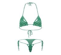 YOOJIA Maillots de Bain Femme Sexy 2 Pièces Micro Bikini Femme Micro String Bikini Transparent Sling Shot G-String Thong String Mini Bikini Plage Piscine Natation Green B M