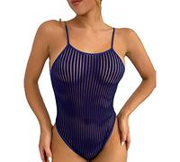 YOOJIA Micro Mini Bikini Femme Maillot de Bain Une Pièce Transparent Push Up Body String Combinaison de Bain Piscine Plage Tenue Plongée Surf Bleu One Size