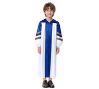 YOOJIA Robe Clergé Enfants Garçons Filles Choeur Robe Déguisement Halloween Cosplay Thème Party Costumes Tenue Arabes Manches Longues 5-16 Ans Bleu royal 13-14 ans