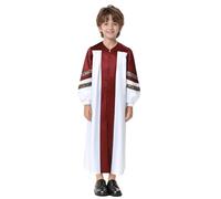YOOJIA Robe Clergé Enfants Garçons Filles Choeur Robe Déguisement Halloween Cosplay Thème Party Costumes Tenue Arabes Manches Longues 5-16 Ans Bourgogne 5-6 ans