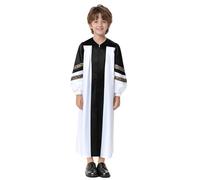 YOOJIA Robe Clergé Enfants Garçons Filles Choeur Robe Déguisement Halloween Cosplay Thème Party Costumes Tenue Arabes Manches Longues 5-16 Ans Noir 7-8 ans