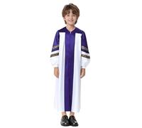 YOOJIA Robe Clergé Enfants Garçons Filles Choeur Robe Déguisement Halloween Cosplay Thème Party Costumes Tenue Arabes Manches Longues 5-16 Ans Violet 7-8 ans