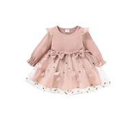 YOOJIA Robe de Mariage Demoiselle d'honneur Bébé Fille Tutu Hiver Robe de Soirée Cérémonie Anniversaire Tricot Chaude Robe de Photographie Rose 18-24 Mois