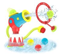 Yookidoo Jouet de Bain Canon à Eau, 5 Balles et Cible, 3 à 6 Ans | Pompe manuelle sans pile, cerceau à viser, baignoire ou piscine, coordination œil-main, garçon et fille