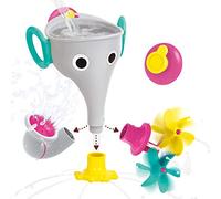 Yookidoo Jouet de Bain Éléphant Arroseur, 3 Embouts, Gris, dès 18 Mois | Entonnoir à trompe, embouts interchangeables, jets tournants, ventouse, sans moisissure, 18 mois à 4 ans
