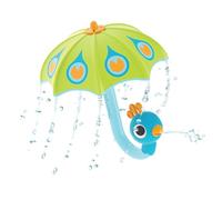 Yookidoo Jouet de Bain Parapluie Paon, Verse et Arrose, Vert, 1 à 2 Ans | Verse et arrose, ventouse murale, sans moisissure, éveil sensoriel, se fixe à toute baignoire, dès 1 an