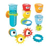 Yookidoo Kids Bath Toy - Cups ‘N’ Gears Water Set - Includes 3 Interchangeable Bath Cups, Suction Cups, 3 Googly Eye Gears, and Pourers That Attaches to Any Size Tub