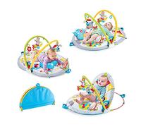 Yookidoo Tapis d'Éveil Bébé 3 en 1, Évolutif en Siège, 0 à 12 Mois | Avion musical activé par les mouvements, miroir amovible, coussin nuage, hochets, lavable, pliable en étui