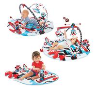 Yookidoo Tapis d'Éveil Bébé avec Circuit Motorisé et Robots, 1 à 12 Mois | 3 étapes sur le dos, sur le ventre et assis, plus de 20 activités, grand miroir, coussin chiot, musique 10 minutes