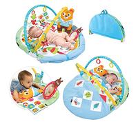 Yookidoo Tapis d'Éveil Bébé, Couverture Pliable et Miroir, 0 à 12 Mois | 3 en 1, couverture pliable, coussin pour le ventre, miroir, jouets sensoriels, hochet, 0 à 12 mois